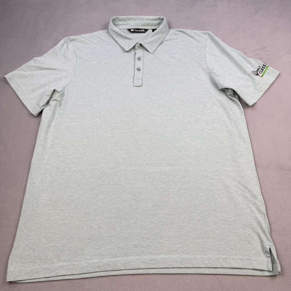 TRAVIS MATHEW Shirt Mens 2XL Green Micro Stripe Golf Classic Polo Performance